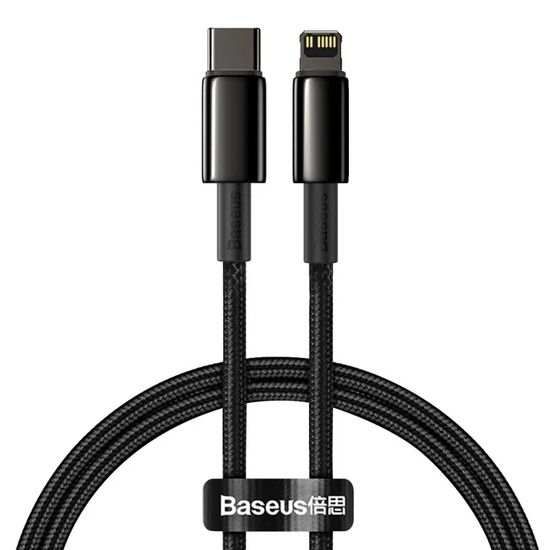 Cable Lightning a USB-C negro durable Terrassa Phones Lab